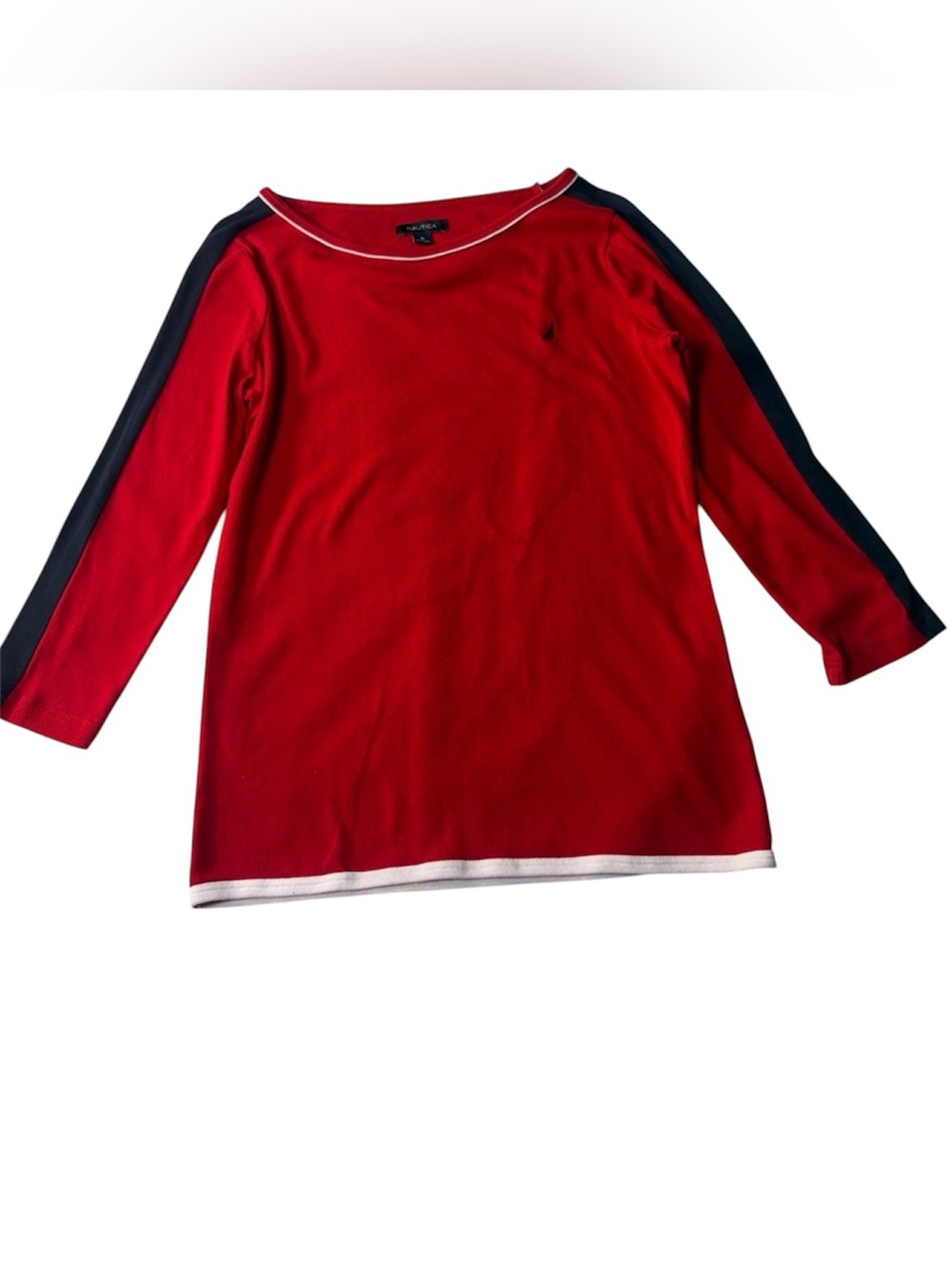 Nautica Red Long Sleeve Top with White Trim